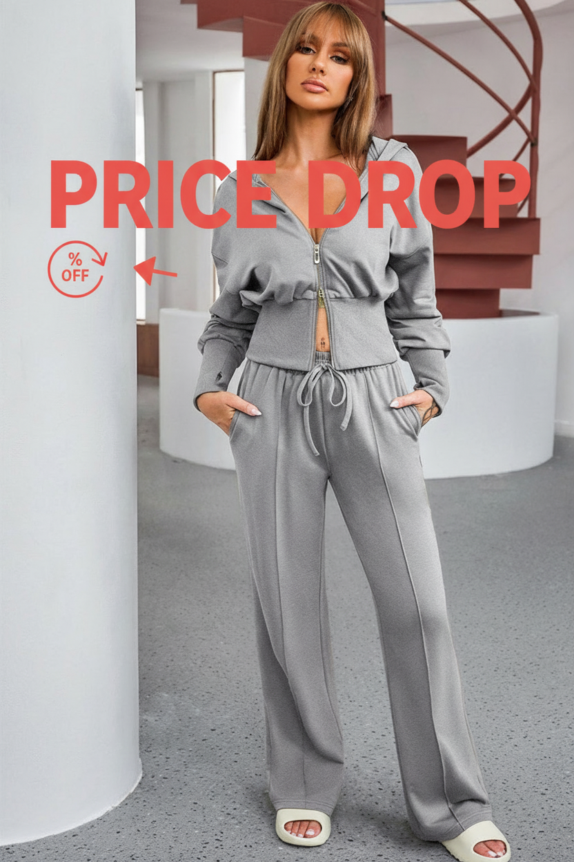 Dropped Shoulder Hoodie and Drawstring Pants Active Set